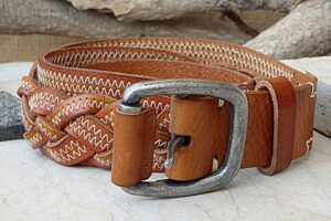 Brown floral leather belt